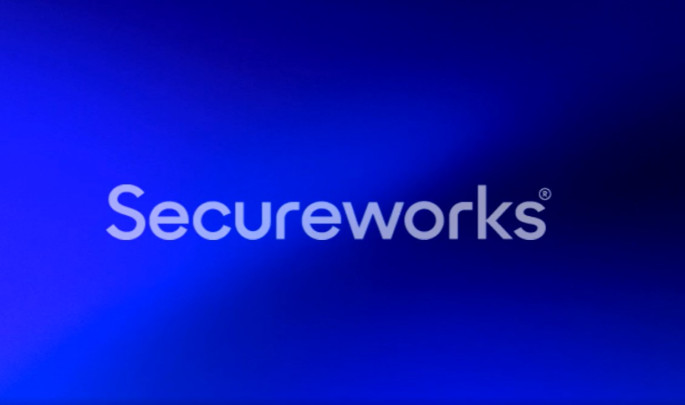 Blaufarbiger Hintergrund mit Aufschrift "Secureworks"