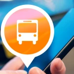 Smartphone und Sprechblase mit Bus Icon