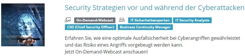 Banner ,,Security Strategien vor und w&auml;hrend der Cyberattacke"